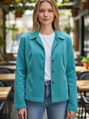 Christopher & Banks Turquoise Button-Up Blazer Jacket